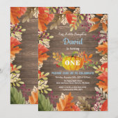 ボイ素朴ーパンプキン秋誕生日招待状 招待状 (正面/裏面)