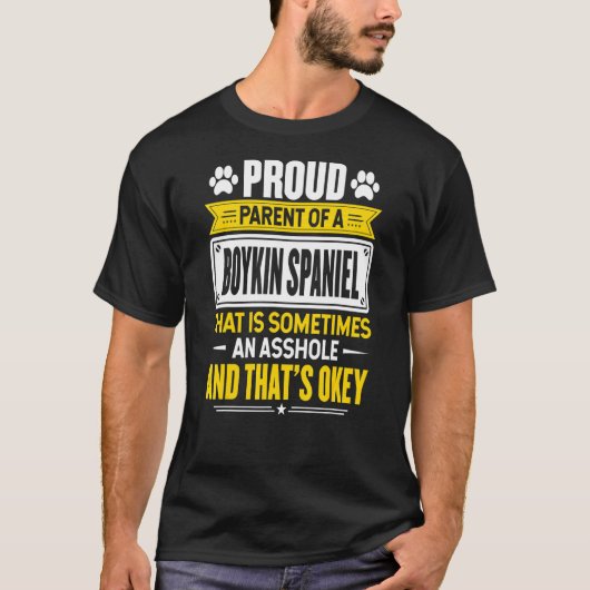 ボイ誇りを持ったキンスパニエル犬犬のオーナーママパパの親 Tシャツ (正面)