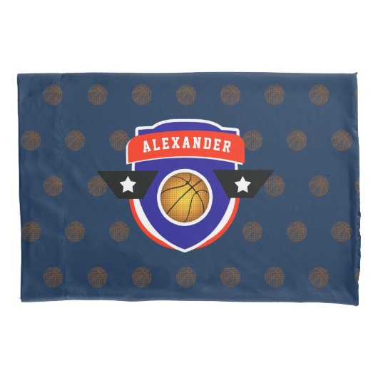 ボイ10代のーバスケットボールスポーツブルーレッドアスリート 枕カバー (正面)