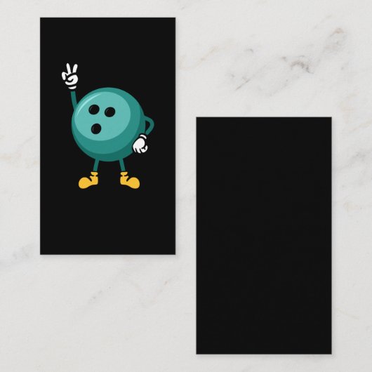 ボウおもしろいリングボールストライクラバーボウリングをする人、 クリケットの投手ユーモア 名刺 (正面/裏面)