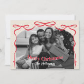 ボウお洒落ファミリー写真クリスマス シーズンカード (正面)