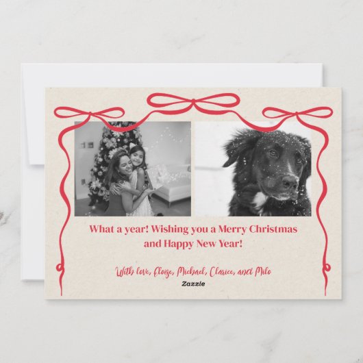 ボウお洒落ファミリー写真クリスマス シーズンカード (裏面)