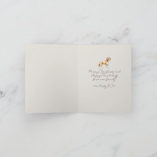 ボウお洒落ペットのクリスマスフォト折り畳みカード サンキューカード (内部)