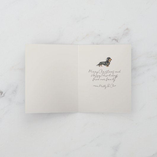 ボウお洒落ペットのクリスマスフォト折り畳みカード サンキューカード (内部)