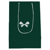 ボウお洒落&リボンダークグリーンメリークリスマス ミディアムペーパーバッグ (裏面)