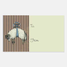 ボウかわいらしヒツデザイナーオプション～ギフトラベル 長方形シール