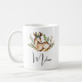 ボウかわいらしホを敷く水彩鹿 コーヒーマグカップ (左)