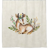 ボウかわいらしホを敷く水彩鹿 シャワーカーテン (正面)