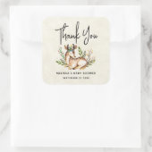 ボウかわいらしホを敷く水彩鹿 スクエアシール (バッグ)