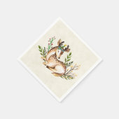 ボウかわいらしホを敷く水彩鹿 スタンダードカクテルナプキン (角)