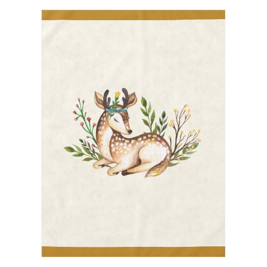 ボウかわいらしホを敷く水彩鹿 テーブルクロス (正面)