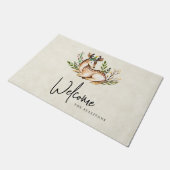 ボウかわいらしホを敷く水彩鹿 ドアマット (アングル)