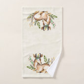 ボウかわいらしホを敷く水彩鹿 バスタオルセット (ハンドタオル)