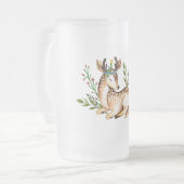 ボウかわいらしホを敷く水彩鹿 フロストグラスビールジョッキ (正面左)