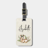 ボウかわいらしホを敷く水彩鹿 ラゲッジタグ (正面縦)