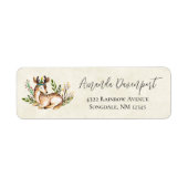 ボウかわいらしホを敷く水彩鹿 ラベル (正面)