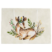 ボウかわいらしホを敷く水彩鹿 ラージペーパーバッグ (裏面)