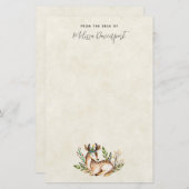 ボウかわいらしホを敷く水彩鹿 便箋 (正面/裏面)