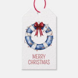 ボウが付いたクリスマスの救命胴衣 ギフトタグ