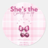 ボウさくらんぼオントップブライダルシャワー ラウンドシール (正面)