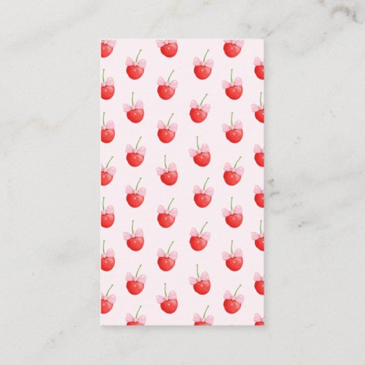 ボウさくらんぼオントップベビーガールシャワーおむつラッフル エンクロージャーカード (裏面)