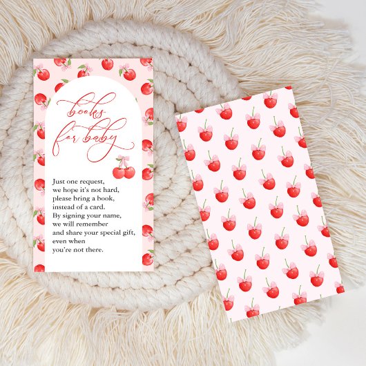 ボウさくらんぼオントップベビーガールシャワーブズベビー エンクロージャーカード
