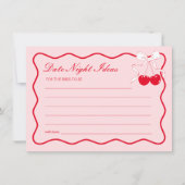 ボウさくらんぼブライダルシャワー日付ナイトアイディアカード 招待状 (正面)