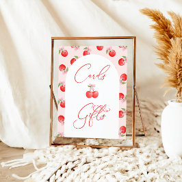 ボウさくらんぼベビーガールシャワーカード&ギフトサイン ポスター