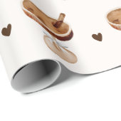 ボウの付いた水彩エスプレッソマティーニ ラッピングペーパー (ロールコーナー)