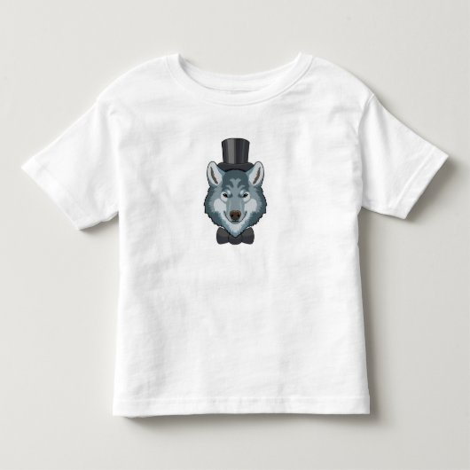 ボウを締めた花婿オオカミ トドラーTシャツ (正面)