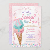 ボウアイスカラフルクリームボーイまたはガールジェンダーの表示 招待状 (正面/裏面)