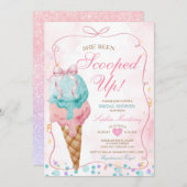 ボウアイスクリームスクープされたブライダルシャワー 招待状 (正面/裏面)