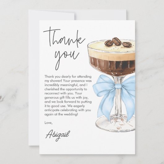 ボウエスプレッソマルティーニブライダルシャワーサンキューユー サンキューカード (正面)