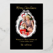 ボウエレガントフレーム写真メリークリスマス 箔シーズンカード (正面)