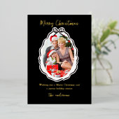 ボウエレガントフレーム写真メリークリスマス 箔シーズンカード (立ち正面)