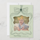 ボウエレガントホリデーフォトカードグリーンクリスマス シーズンカード (正面)