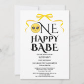 ボウエレガントワンハッピーベビーガールズファースト誕生日 招待状 (正面)