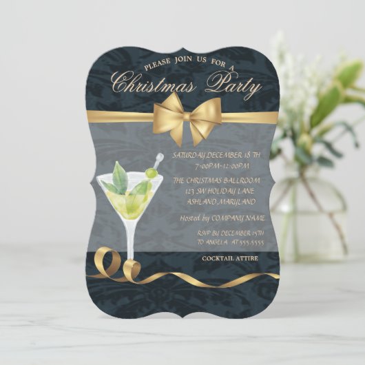 ボウカクテルエレガントクリスマスパーティー 招待状 (スタンド正面)