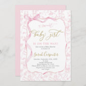 ボウガール付きトイレデジュイ赤ちゃんシャワー 招待状 (正面/裏面)