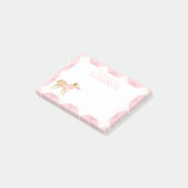 ボウキッズ付きピンクのギンガムドグカスタムランチボックス ポストイット (アングル)