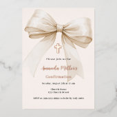 ボウクリームバラ金ゴールドガール確認 箔招待状 (正面)