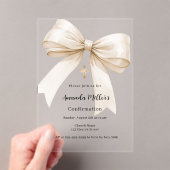 ボウクリームベージュ女の子澄ん確認 アクリル招待状 (インサイチュ (ポータブル))