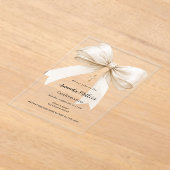 ボウクリームベージュ女の子澄ん確認 アクリル招待状 (レイダウン)