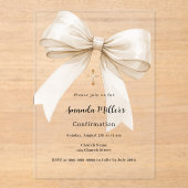 ボウクリームベージュ女の子澄ん確認 アクリル招待状 (正面)