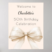 ボウクリームベージュ誕生日パーティーへようこそ ポスター (正面)