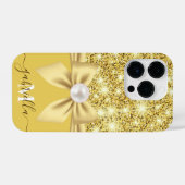 ボウグリッターとパール iPhoneケース (裏面横)