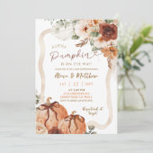 ボウコケットパンプキン秋アイボリーボホベイビーシャワー 招待状 (スタンド正面)