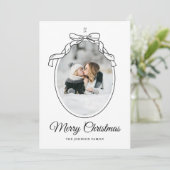 ボウコケット楕円形フォトフレームクリスマス シーズンカード (スタンド正面)