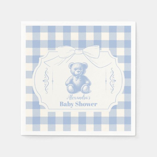 ボウジンガムフランスのテディベア赤ちゃんシャワー スタンダードカクテルナプキン (正面)