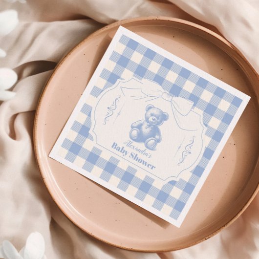 ボウジンガムフランスのテディベア赤ちゃんシャワー スタンダードカクテルナプキン